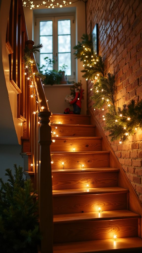 twinkling lights staircase transformation