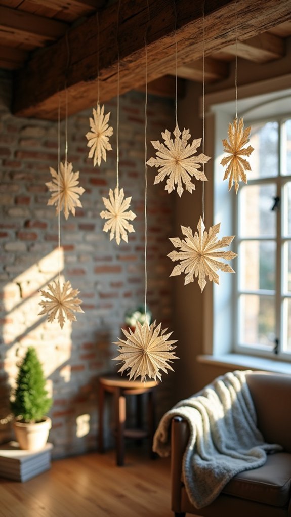 upcycled book page snowflakes