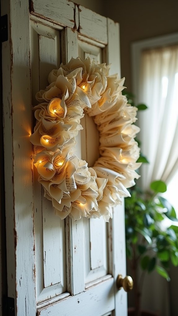 upcycled book page wreath