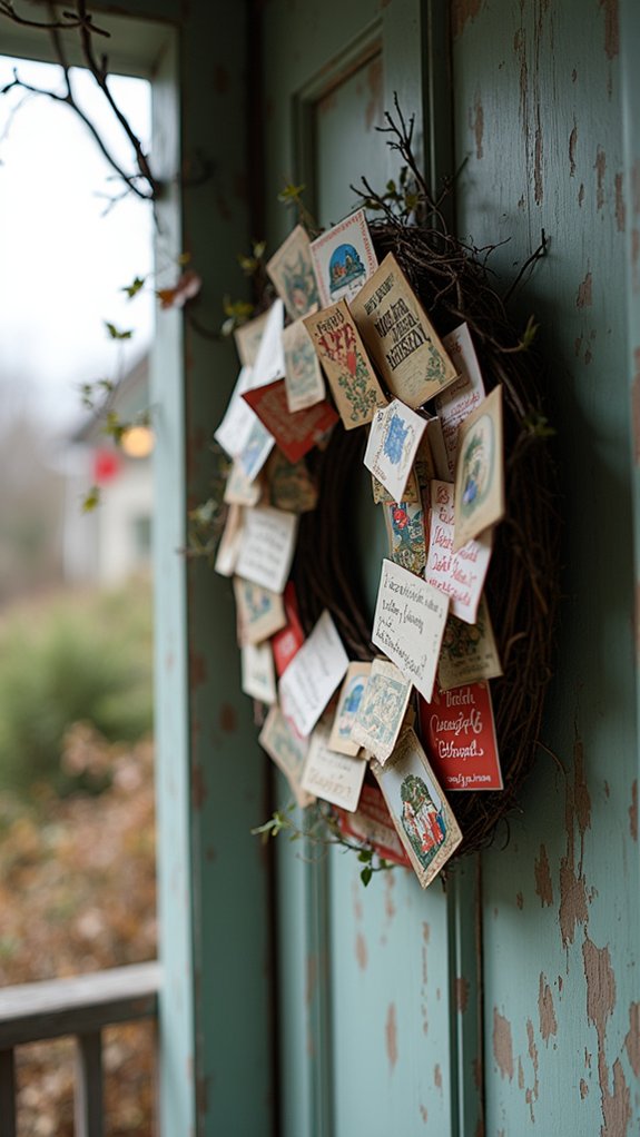 upcycled christmas card wreath
