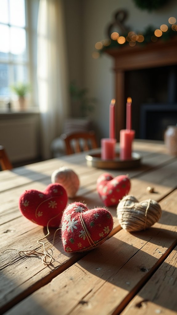 upcycled heart ornaments creation