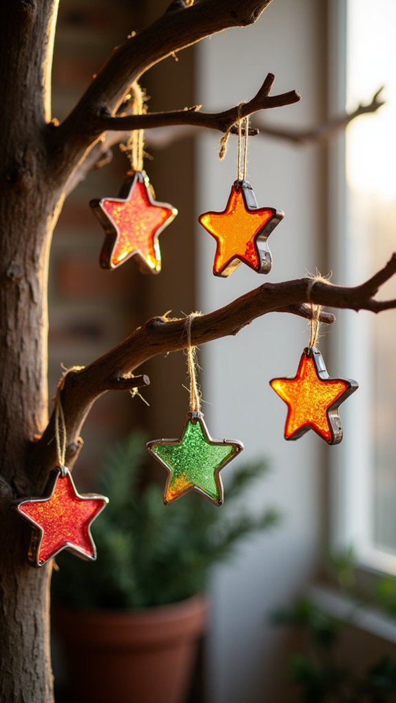 upcycled holiday ornament stars