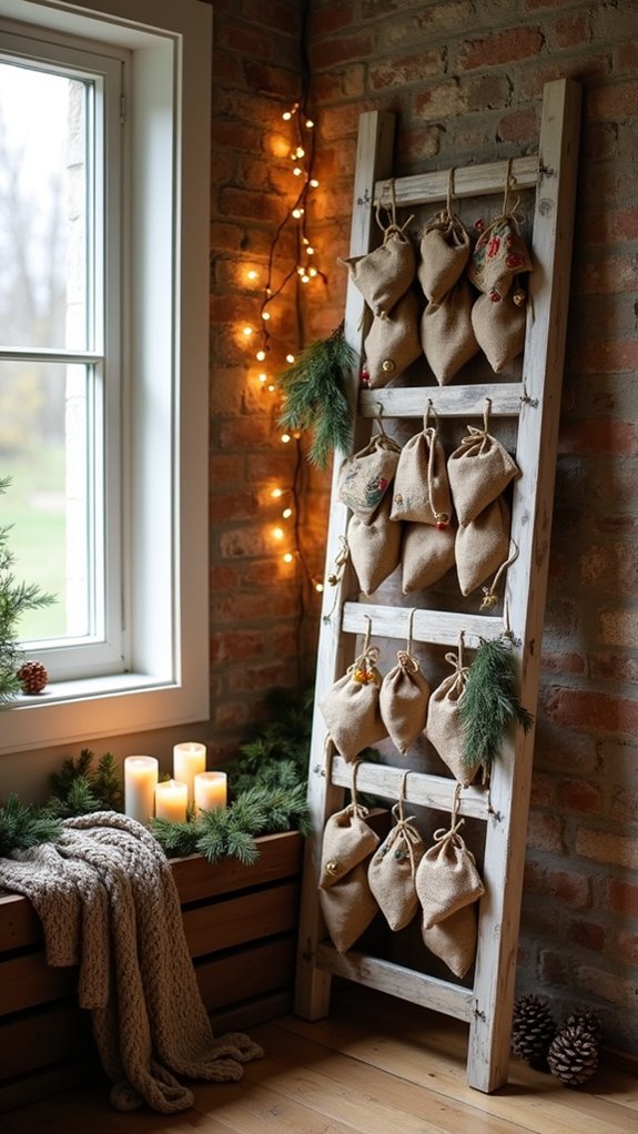 upcycled ladder advent calendar