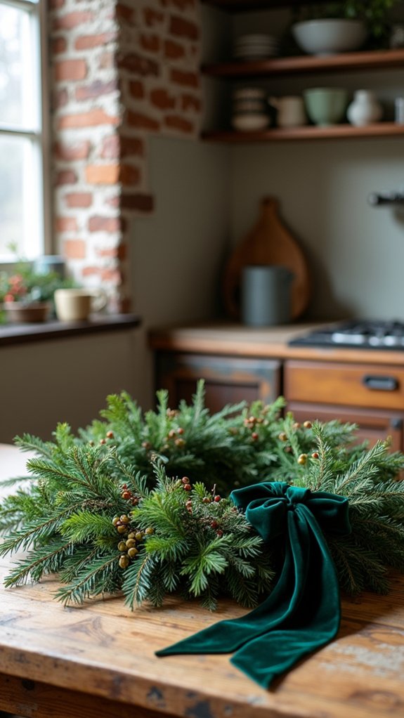 velvet ribbon holiday wreath