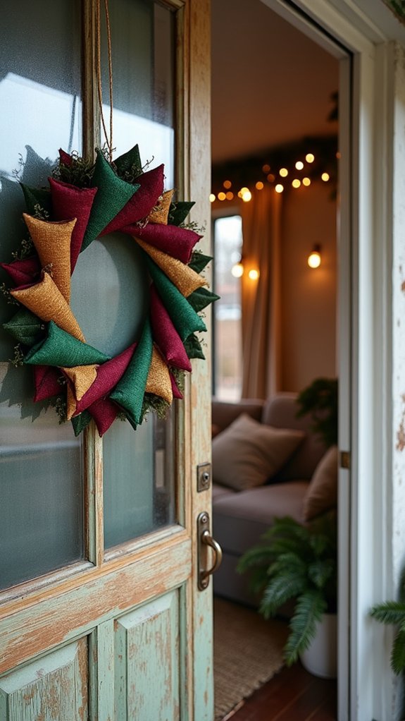 vibrant fabric triangle wreath