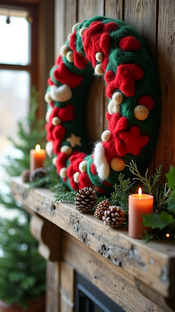 vibrant felted wool wreath