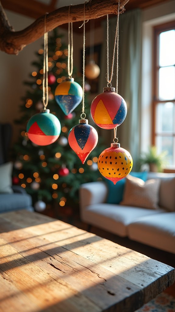 vibrant geometric christmas ornaments