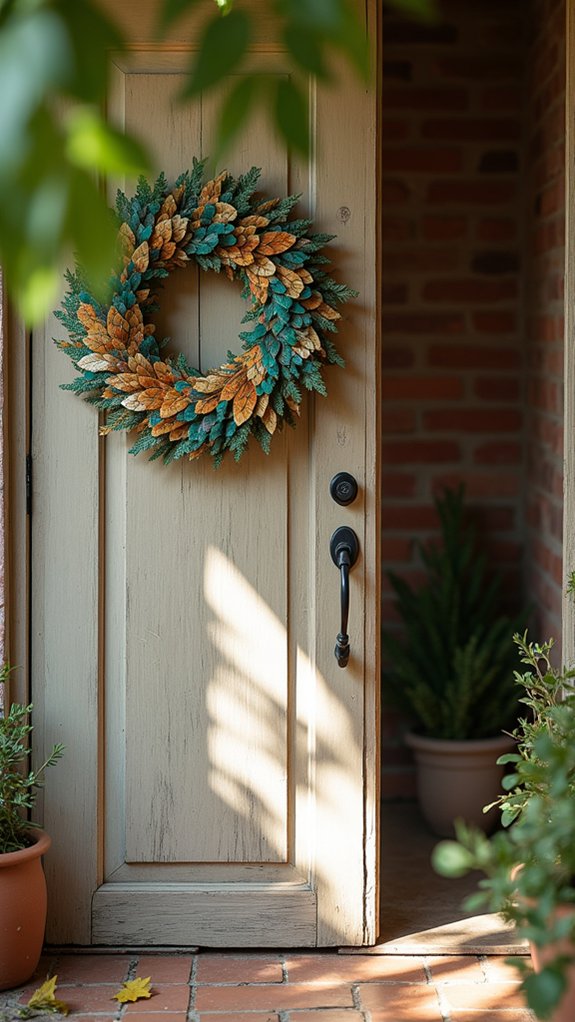 vibrant geometric tile wreath