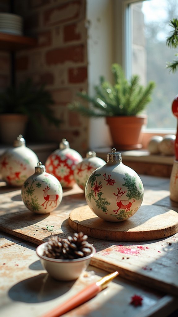 vibrant painted holiday ornaments