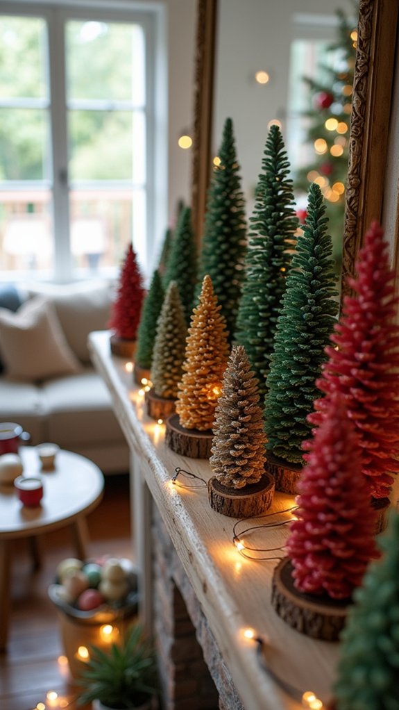 vibrant painted pinecone trees