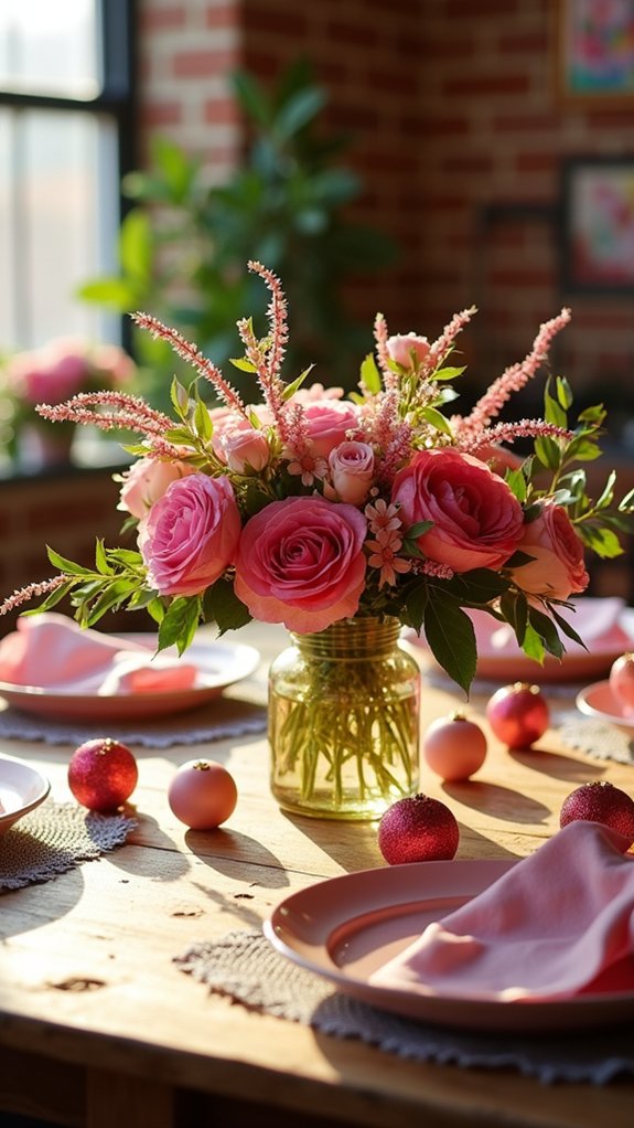 vibrant pink holiday centerpieces