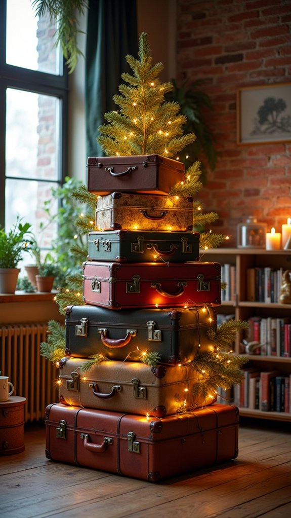 vintage suitcase holiday display