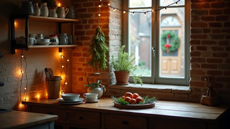 warm holiday kitchen lights