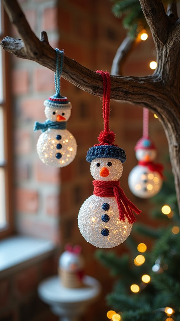 whimsical beaded snowmen decorations