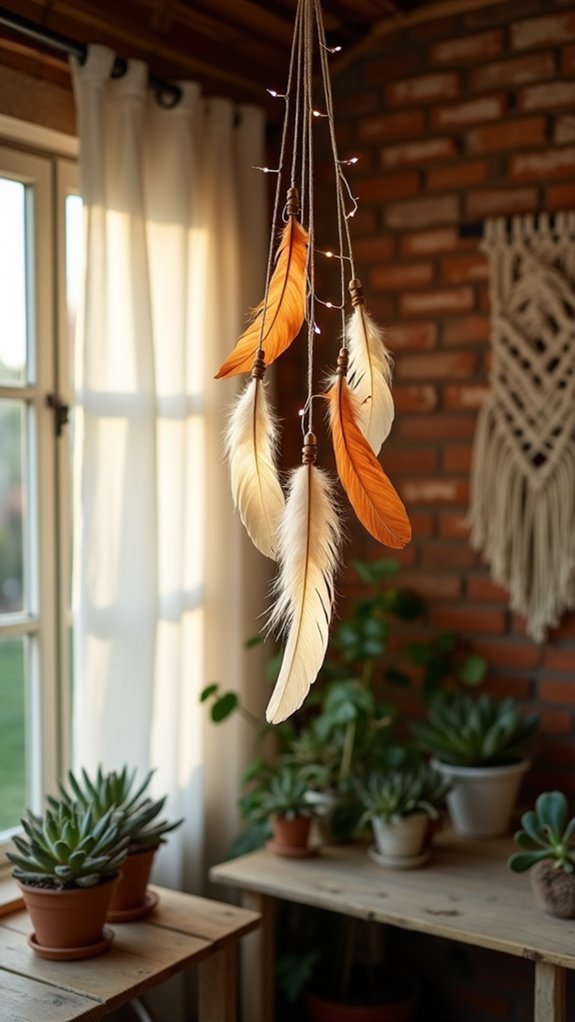 whimsical boho feather mobile