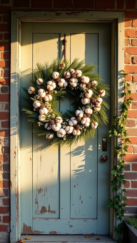 whimsical cotton pine wreath