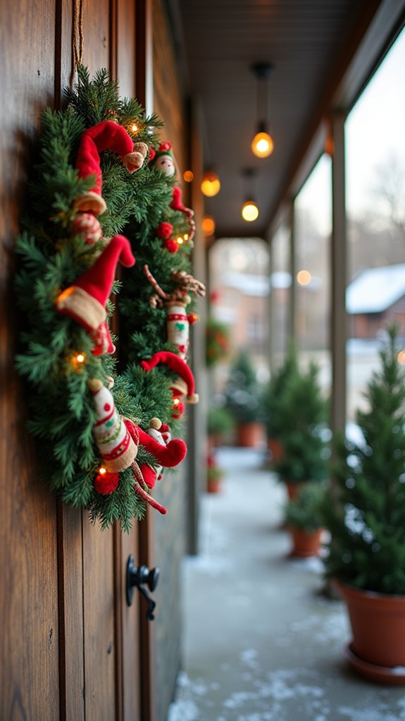whimsical elf themed holiday wreath