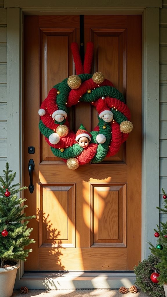 whimsical elf themed holiday wreath