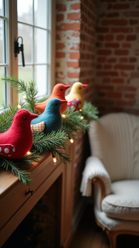 whimsical fabric bird ornaments