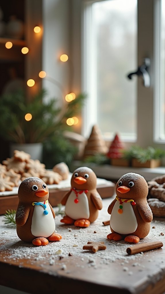 whimsical gingerbread penguin ornaments