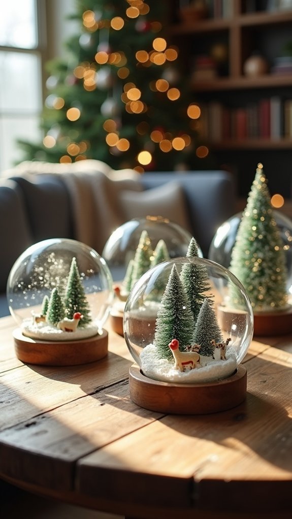 whimsical glittered snow globes