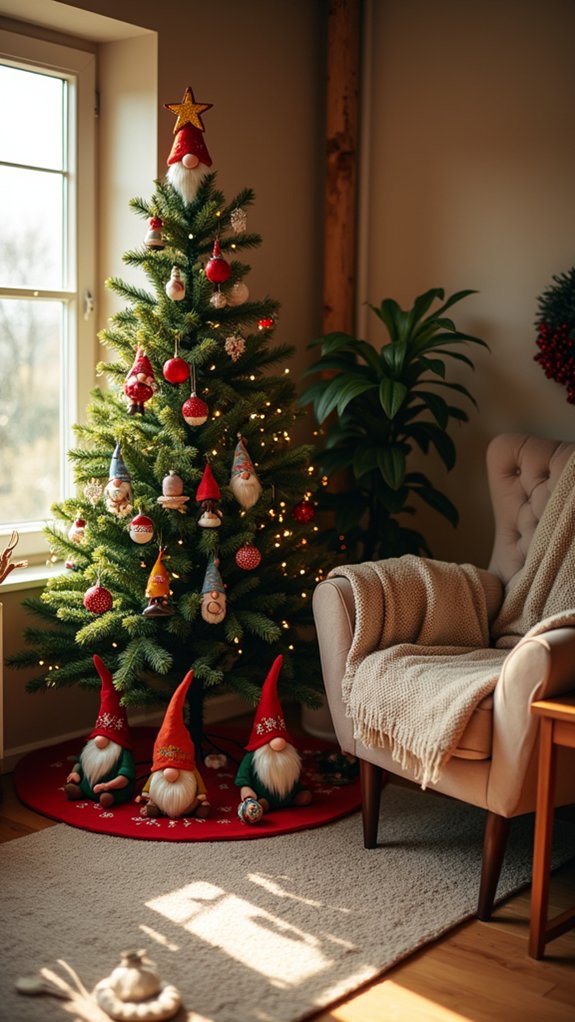 whimsical gnome themed tree skirt