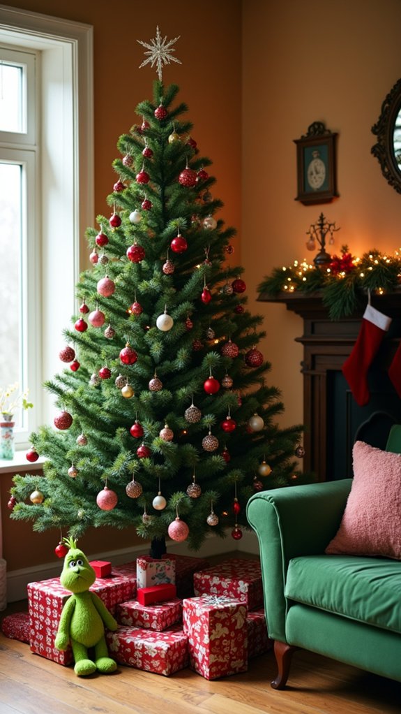 whimsical grinch themed holiday decorations
