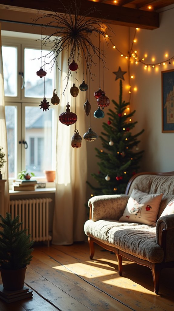 whimsical hanging ornament display