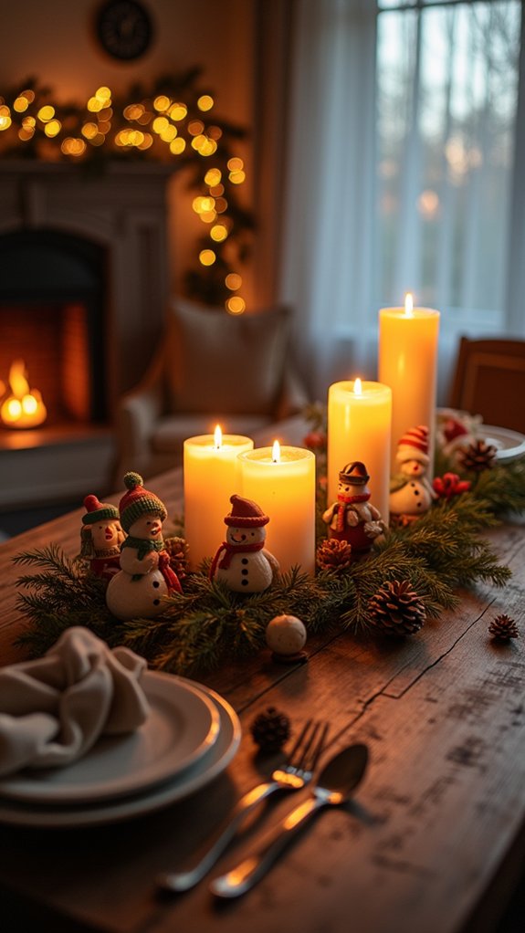 whimsical holiday candle displays