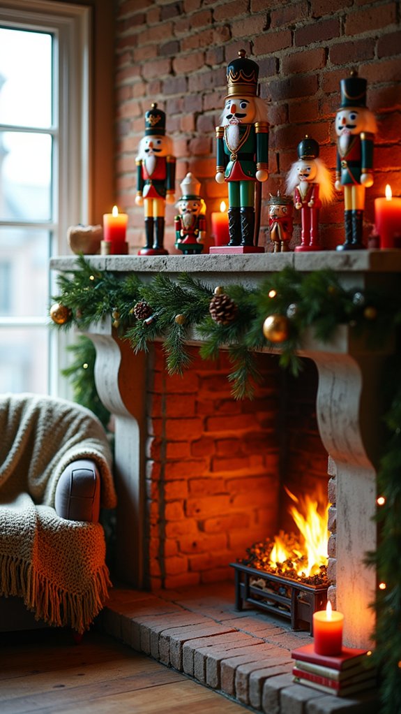 whimsical nutcracker fireplace decor