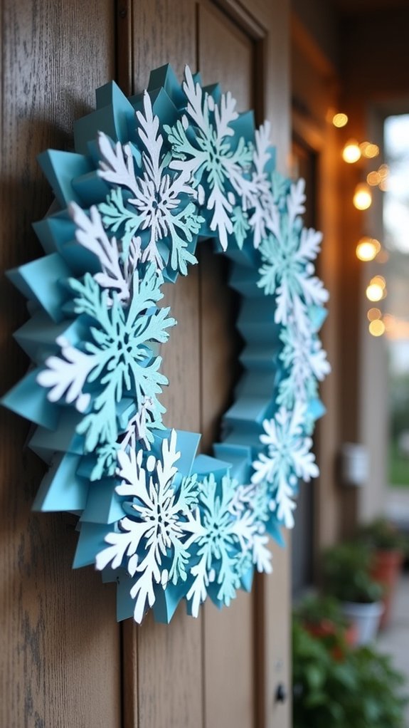 whimsical paper snowflake wreath