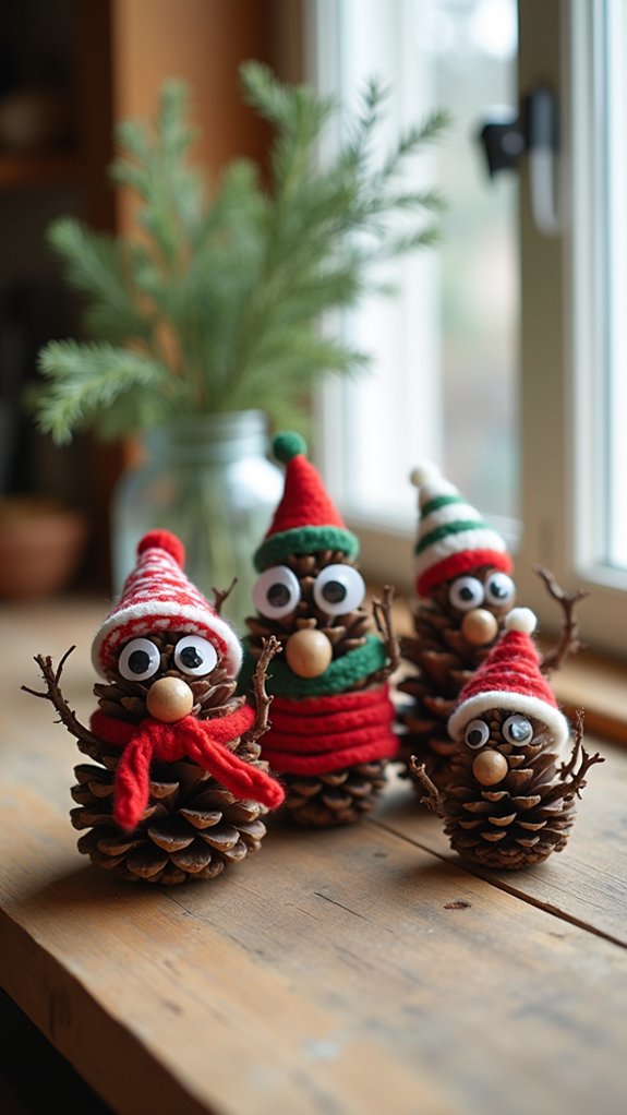 whimsical pinecone holiday creatures