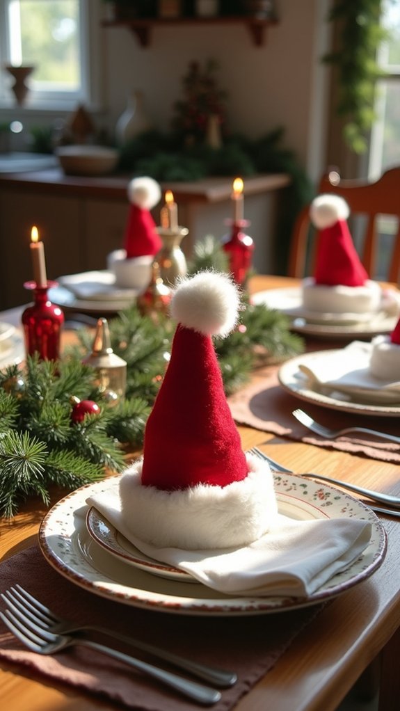 whimsical santa hat napkin holders