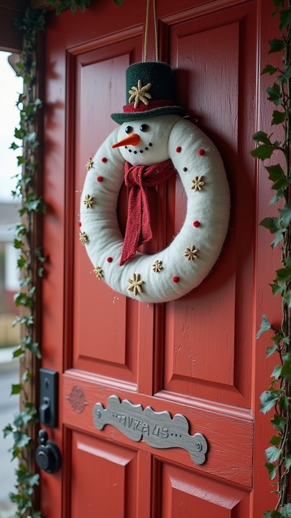 whimsical snowman felt wreath