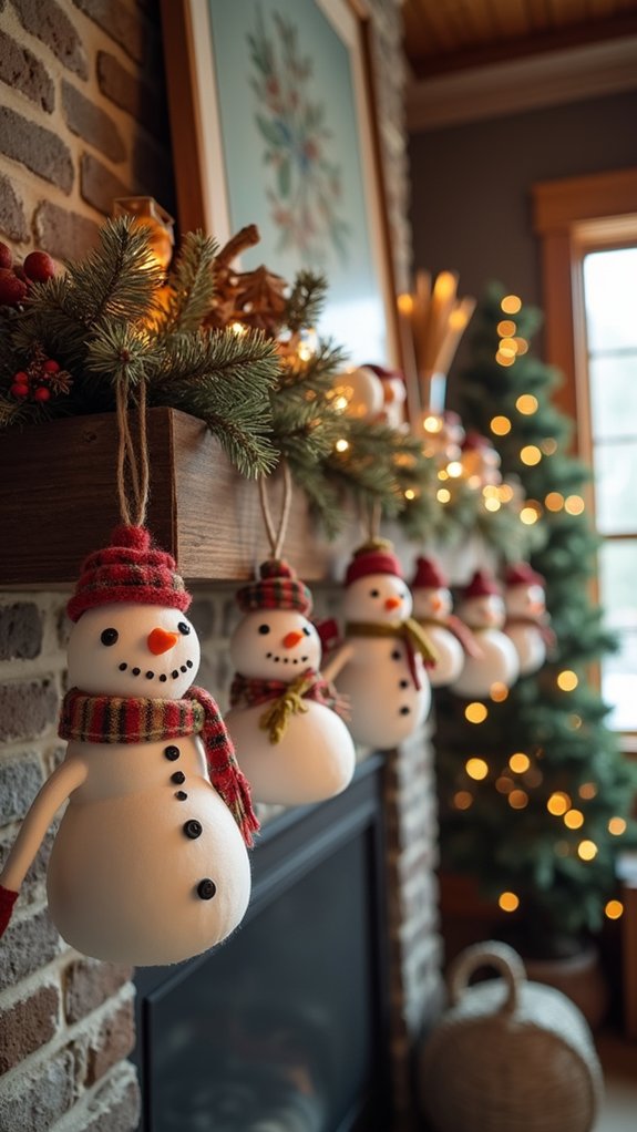 whimsical snowman garland decoration