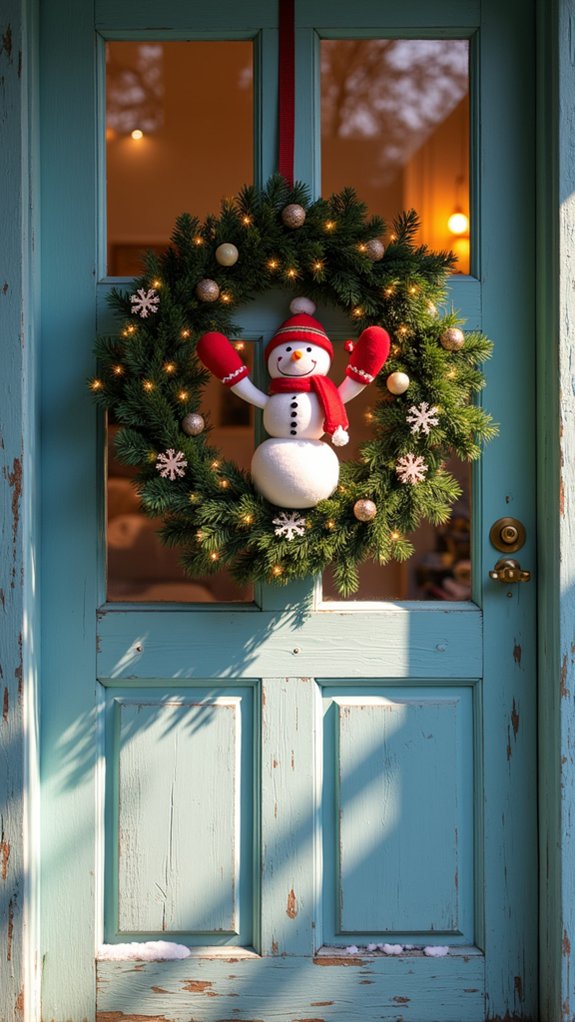 whimsical snowman holiday wreath