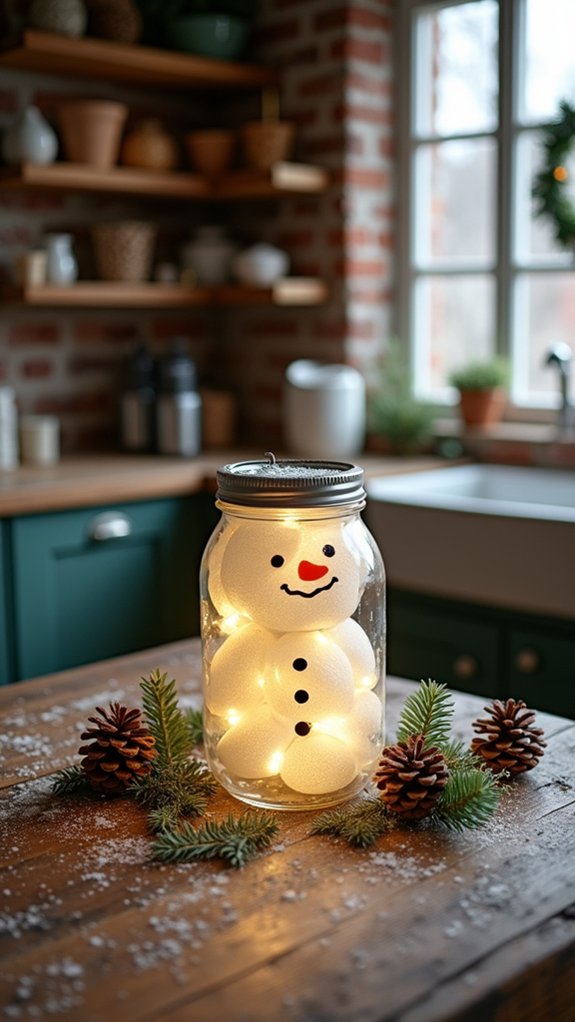 whimsical snowman jar decorations