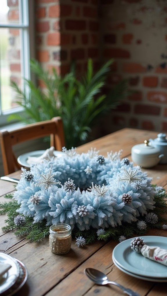 whimsical snowy wreath centerpiece