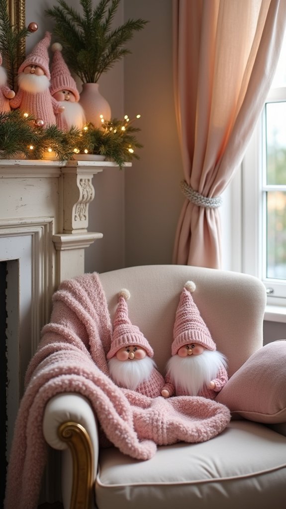 whimsical soft pink santas
