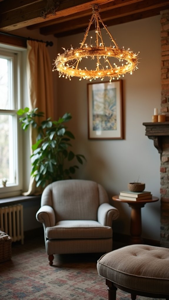whimsical string light chandelier