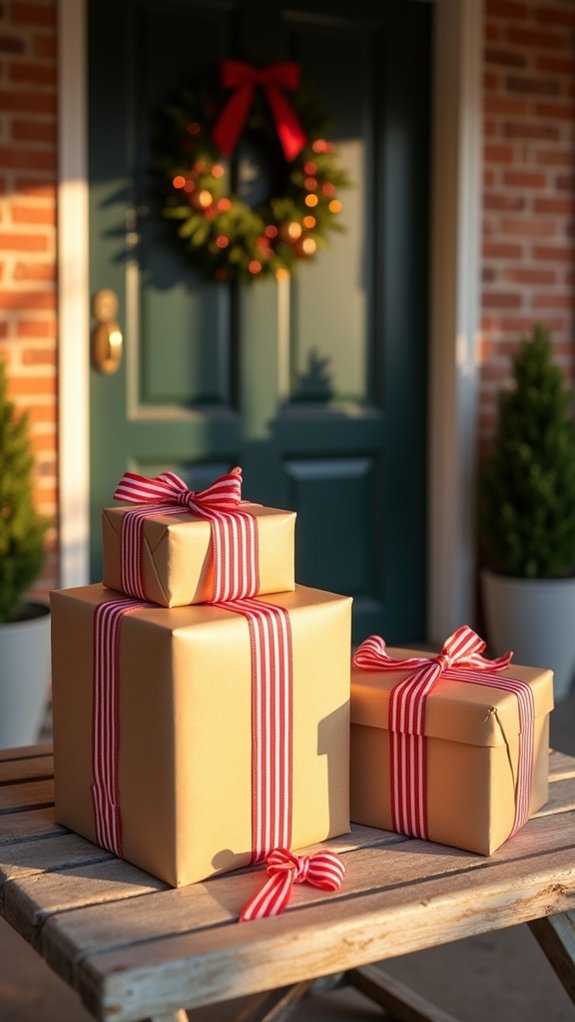 whimsical striped ribbon gifts