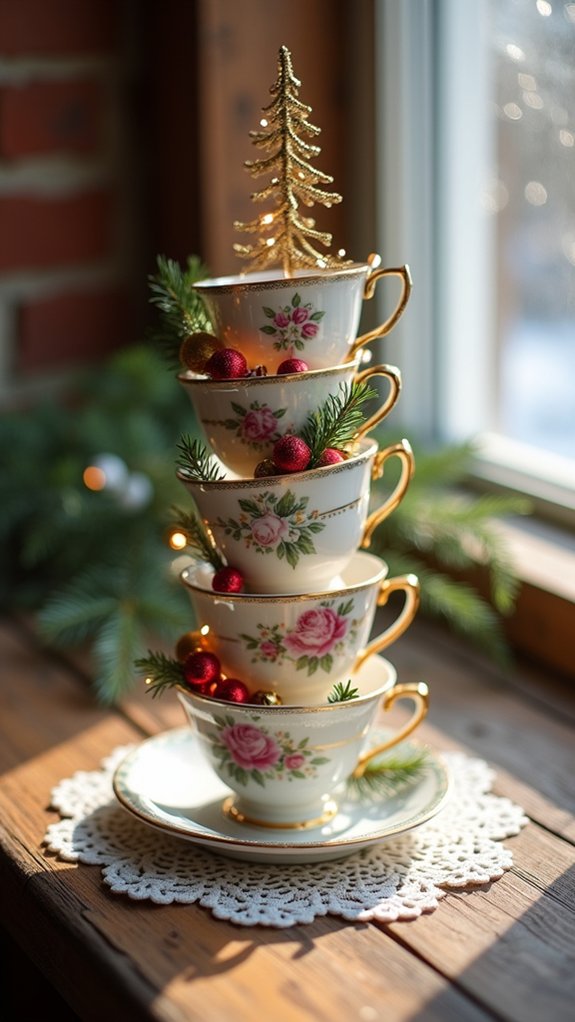 whimsical vintage teacup trees