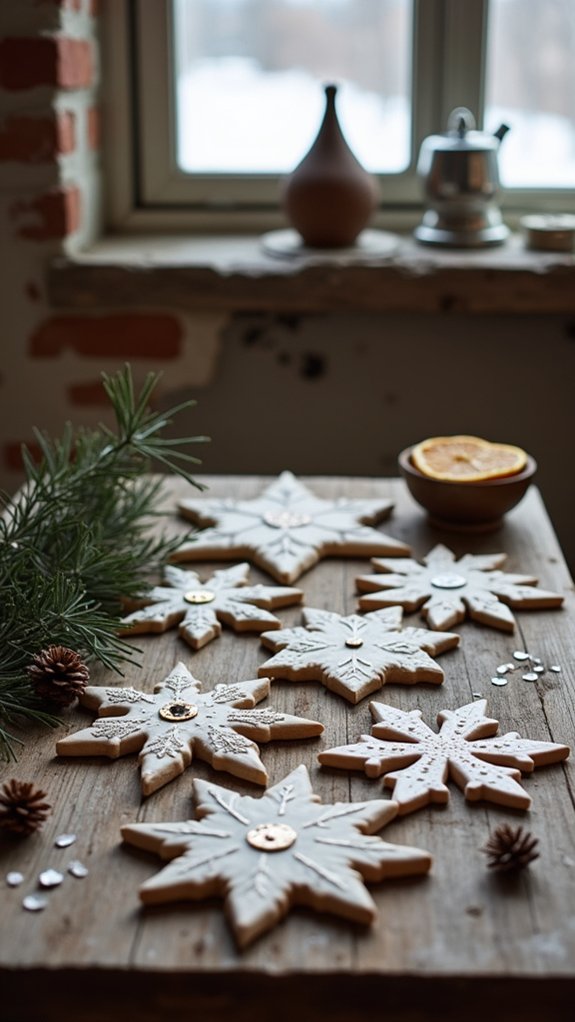 winter themed clay ornaments