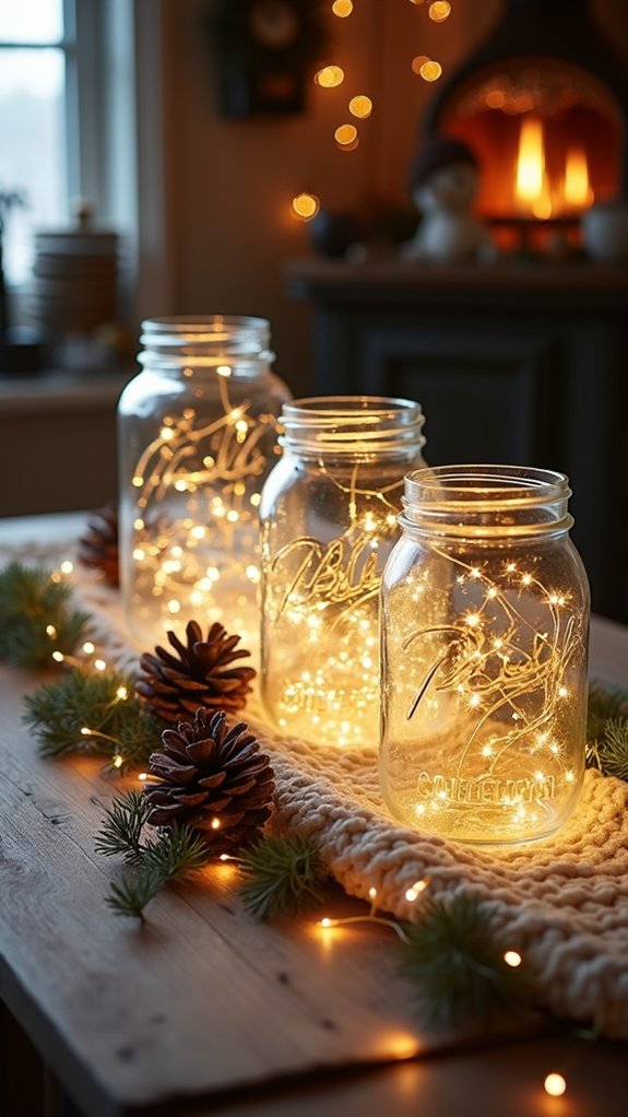 winter themed decorative jars
