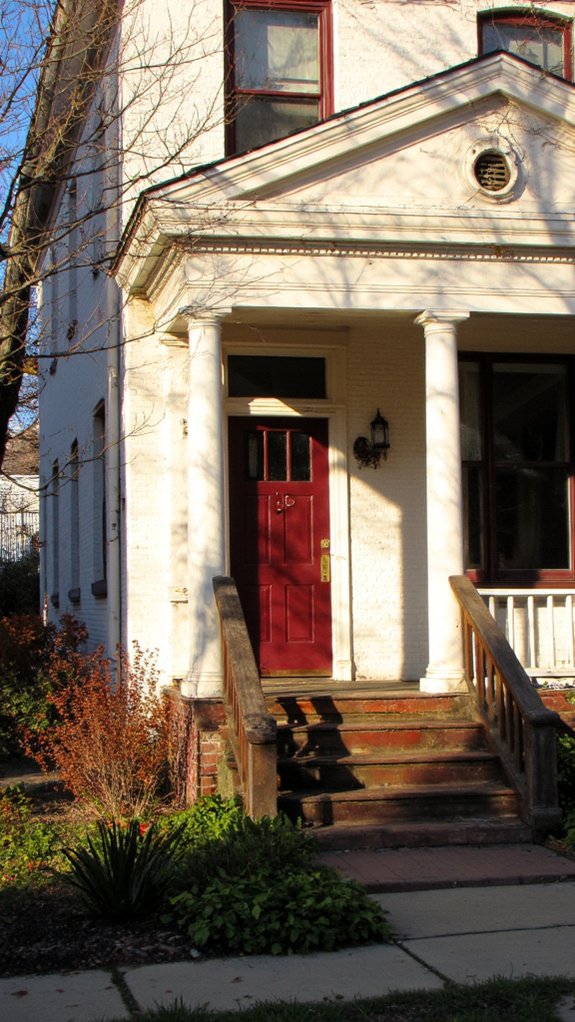 antique white with burgundy highlights