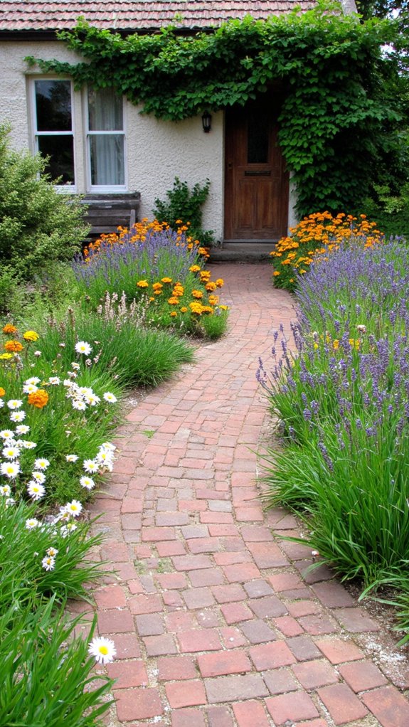 blooming flower border path