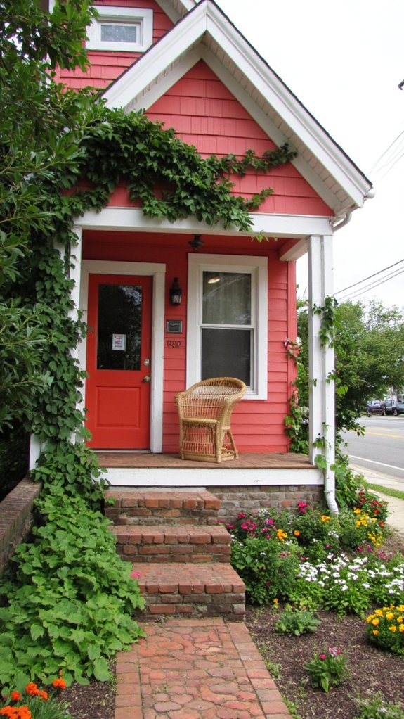 bold coral cottage exterior