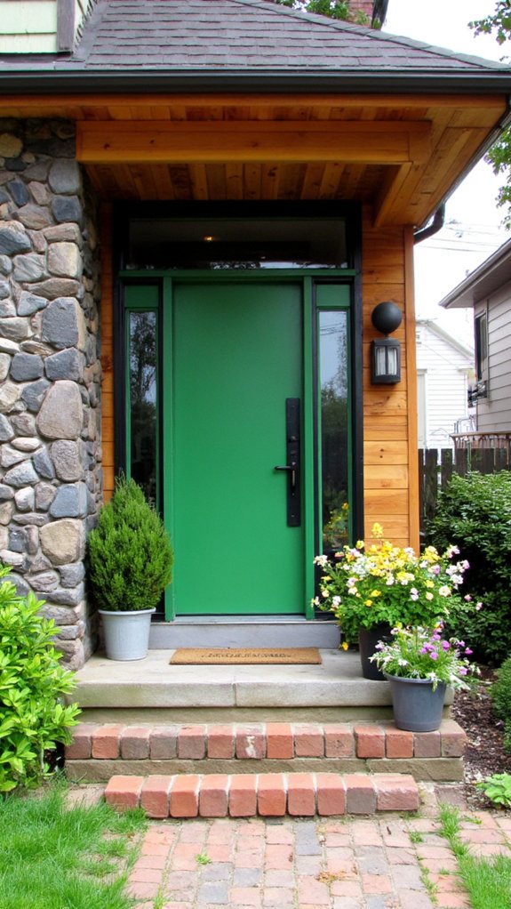 bold green front doors