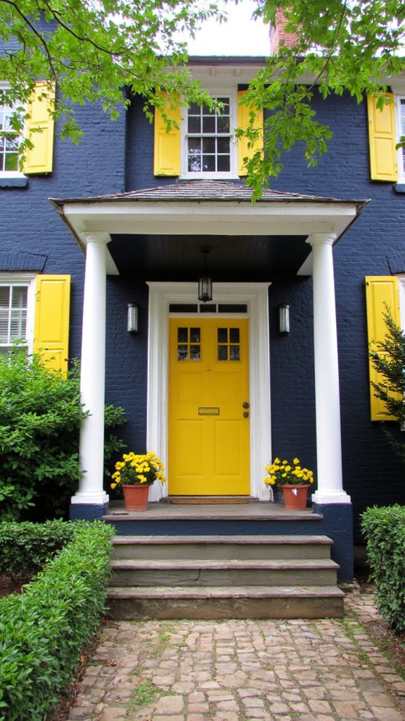 bold navy and yellow