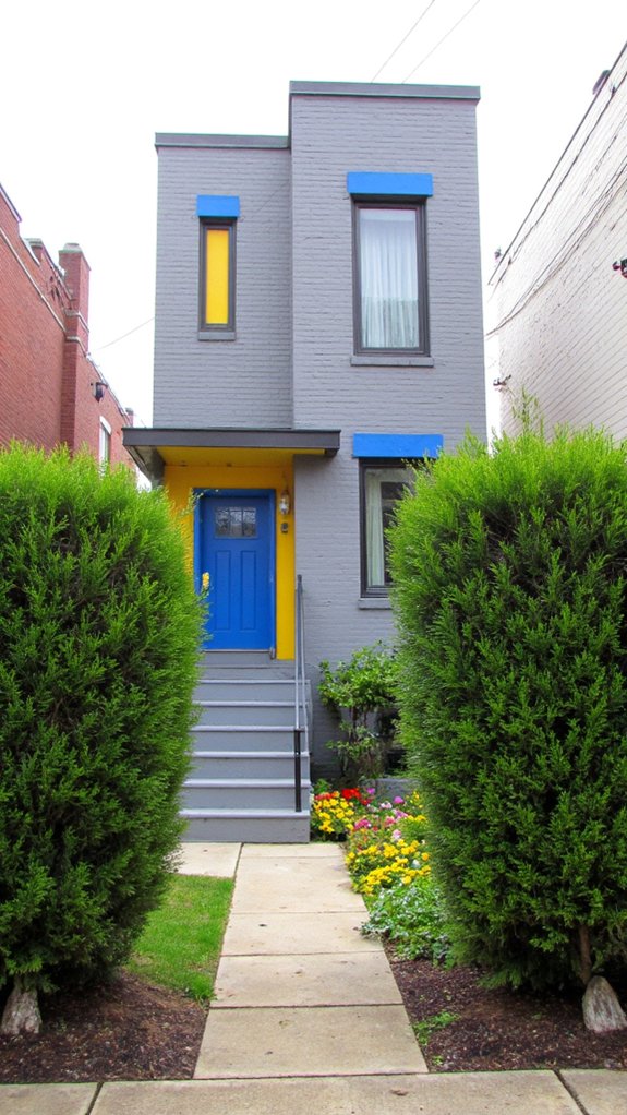 bright colors enhance narrow lots